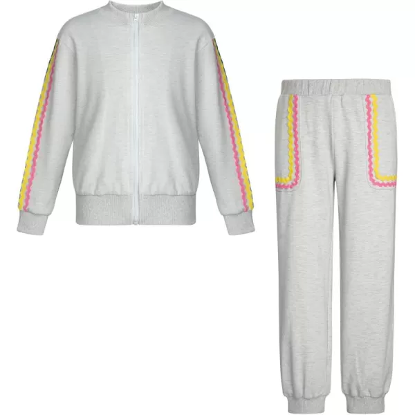 GRACE KARIN Girls Sweatsuit Outfits with Pocket Fall 2 Piece Sweatpants Suit Zip Up Tracksuit Joggers Athletic Size 514Grey