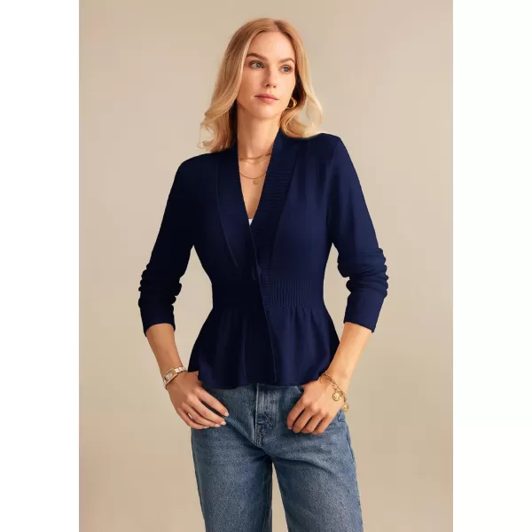 GRACE KARIN Women 2024 Button Down Lightweight Cardigan Casual Open Front Sweater Crochet Tops Knitted CoatNavy Blue