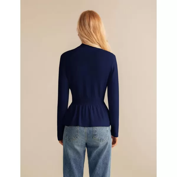 GRACE KARIN Women 2024 Button Down Lightweight Cardigan Casual Open Front Sweater Crochet Tops Knitted CoatNavy Blue