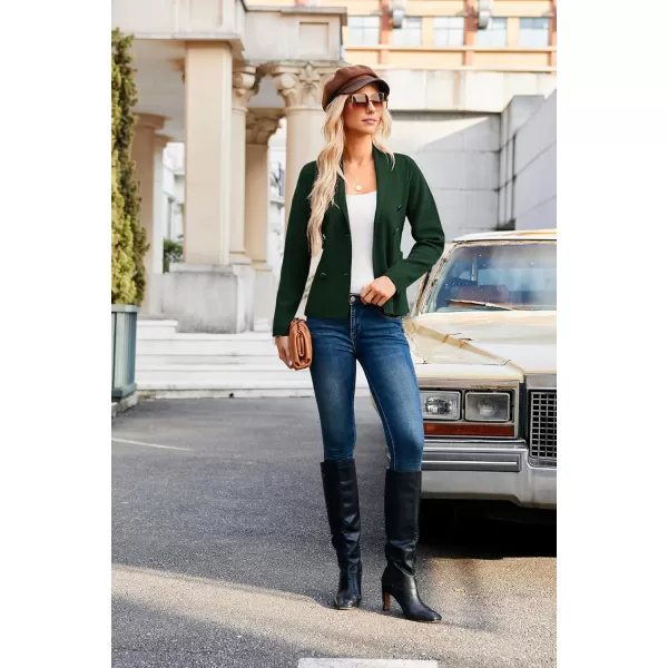 GRACE KARIN Women Long Sleeve Casual Blazer Cardigan Knit Belt Work Office Formal Jacket with PocketGreen