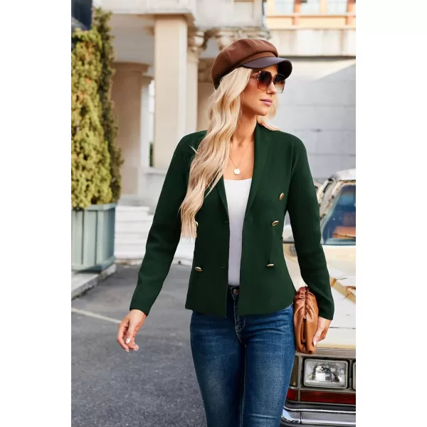 GRACE KARIN Women Long Sleeve Casual Blazer Cardigan Knit Belt Work Office Formal Jacket with PocketGreen