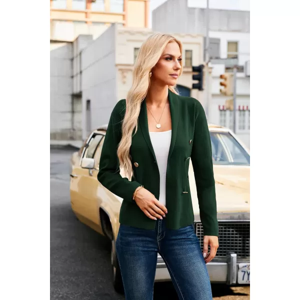 GRACE KARIN Women Long Sleeve Casual Blazer Cardigan Knit Belt Work Office Formal Jacket with PocketGreen