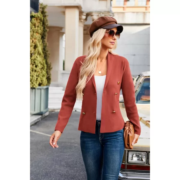 GRACE KARIN Women Long Sleeve Casual Blazer Cardigan Knit Belt Work Office Formal Jacket with PocketJujube Red