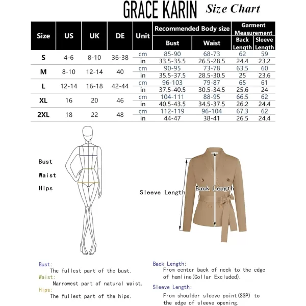 GRACE KARIN Women Long Sleeve Casual Blazer Cardigan Knit Belt Work Office Formal Jacket with PocketKhaki