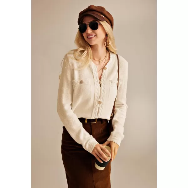 GRACE KARIN Womens Button Down Cardigan Long Sleeve Open Front Knit Cardigan Sweaters with PocketsApricot