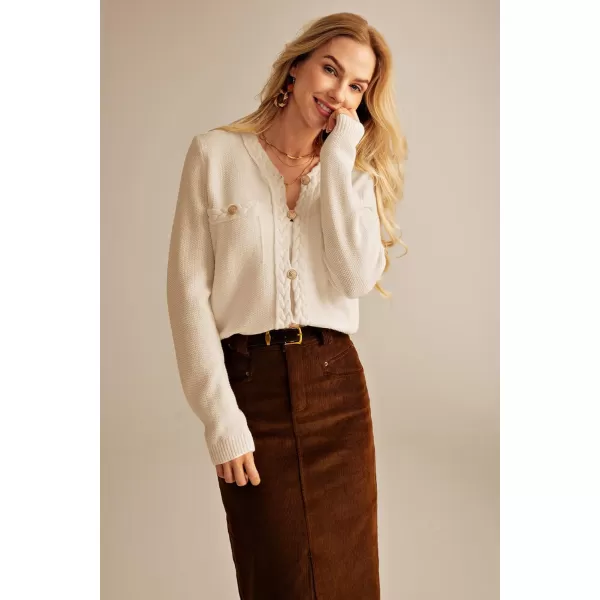 GRACE KARIN Womens Button Down Cardigan Long Sleeve Open Front Knit Cardigan Sweaters with PocketsApricot