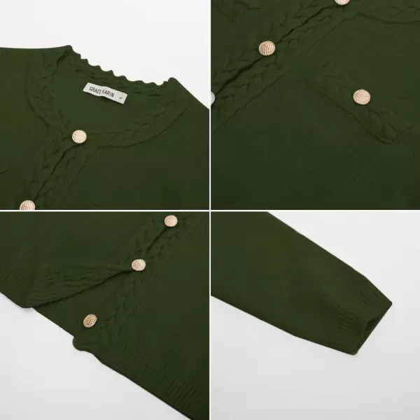 GRACE KARIN Womens Button Down Cardigan Long Sleeve Open Front Knit Cardigan Sweaters with PocketsArmy Green