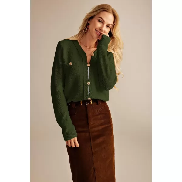 GRACE KARIN Womens Button Down Cardigan Long Sleeve Open Front Knit Cardigan Sweaters with PocketsArmy Green