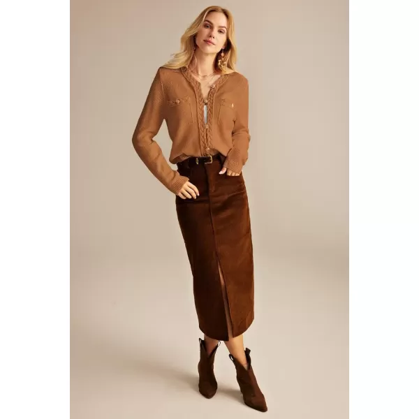GRACE KARIN Womens Button Down Cardigan Long Sleeve Open Front Knit Cardigan Sweaters with PocketsLight Orange