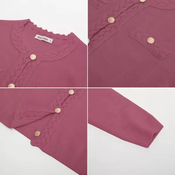 GRACE KARIN Womens Button Down Cardigan Long Sleeve Open Front Knit Cardigan Sweaters with PocketsRuby Wine