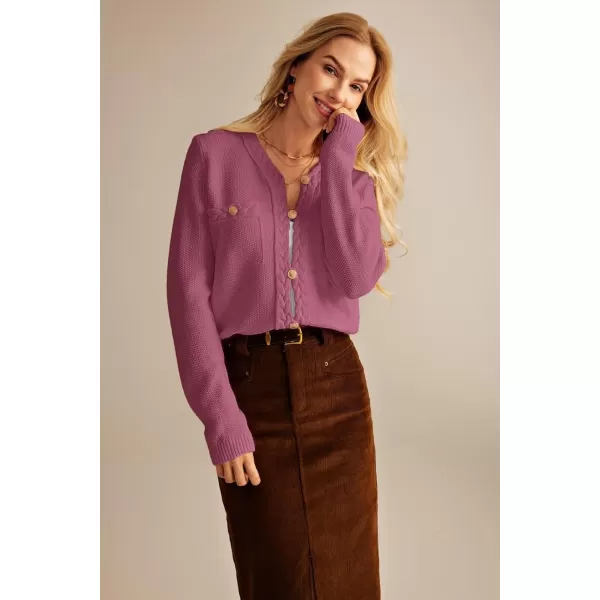 GRACE KARIN Womens Button Down Cardigan Long Sleeve Open Front Knit Cardigan Sweaters with PocketsRuby Wine