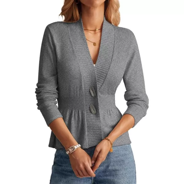 GRACE KARIN Women 2024 Button Down Lightweight Cardigan Casual Open Front Sweater Crochet Tops Knitted CoatGray