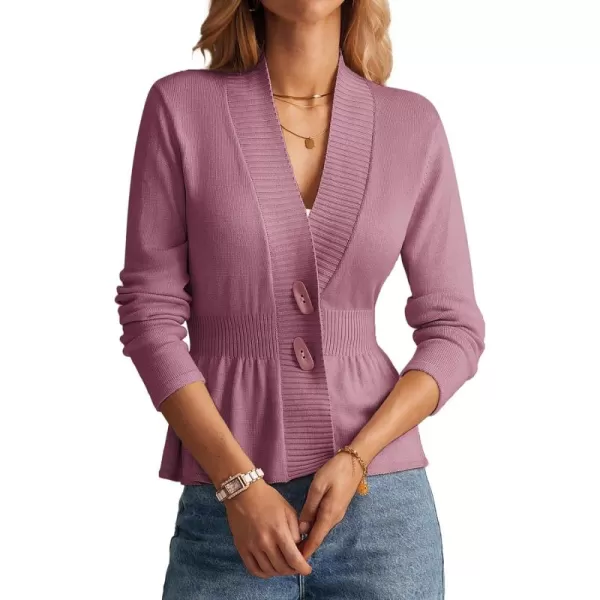 GRACE KARIN Women 2024 Button Down Lightweight Cardigan Casual Open Front Sweater Crochet Tops Knitted CoatPink