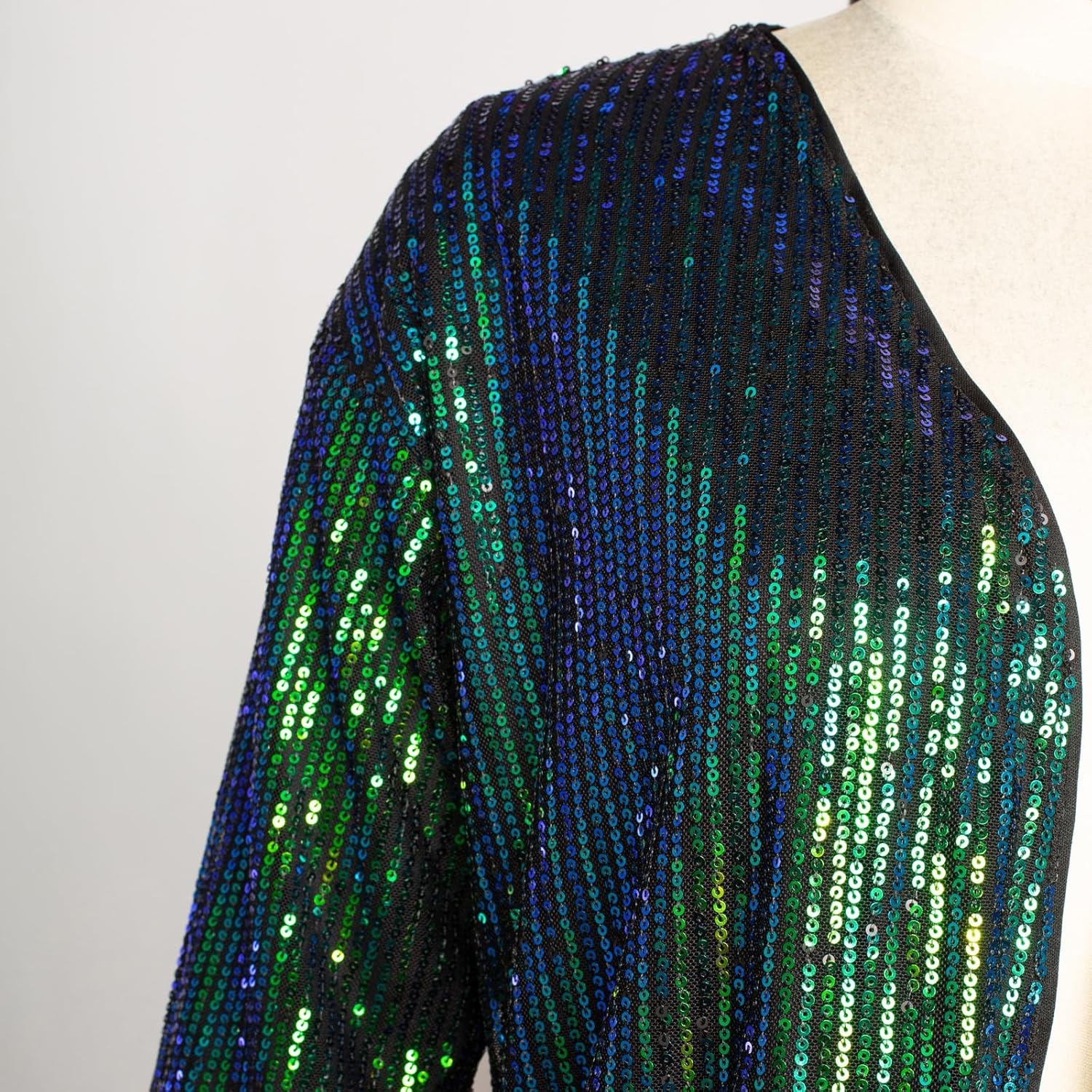 GRACE KARIN 2024 Womens 34 Sleeve Sequin Jackets Open Front Sequin Cardigan Sweaters Blazer S2XLBlue Green