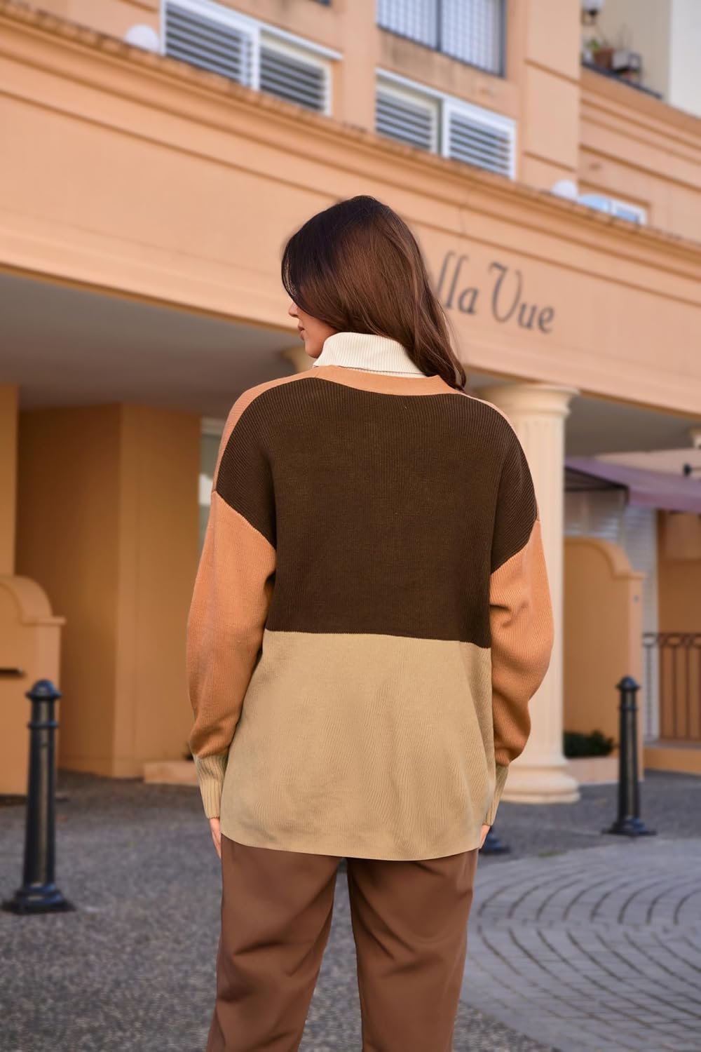 GRACE KARIN Womens Color Block Cardigan Sweater Long Sleeve Oversized Buttons Cardigans 2024 Fall Outfits with PocketsOrange