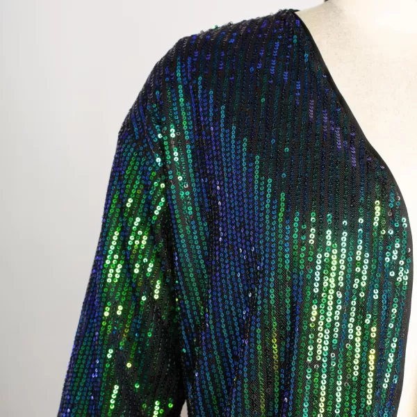 GRACE KARIN 2024 Womens 34 Sleeve Sequin Jackets Open Front Sequin Cardigan Sweaters Blazer S2XLBlue Green