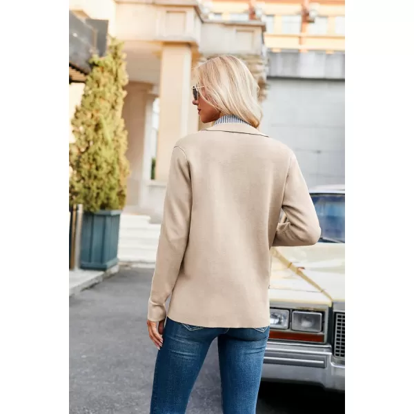 GRACE KARIN Women Casual Cardigan Knit Button Down Shirts Long Sleeve Shacket Jacket with PocketsApricot