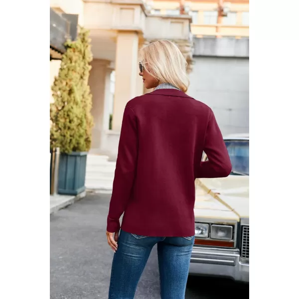 GRACE KARIN Women Casual Cardigan Knit Button Down Shirts Long Sleeve Shacket Jacket with PocketsBurgundy