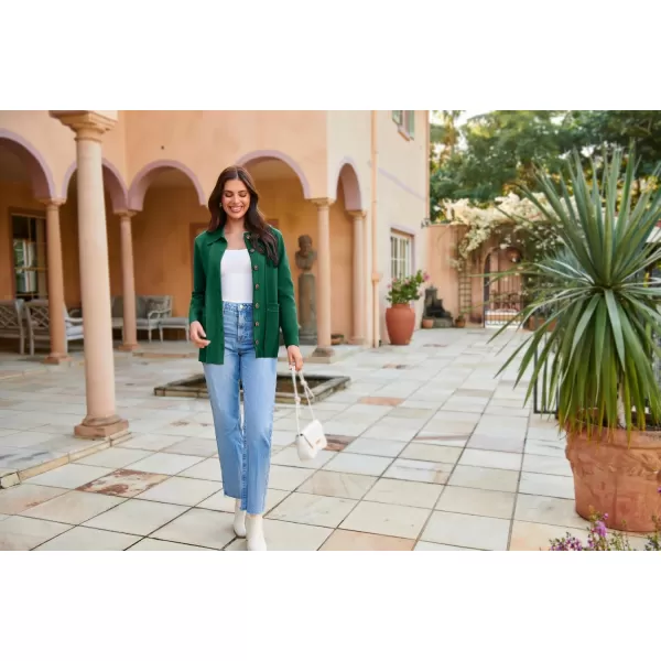 GRACE KARIN Women Casual Cardigan Knit Button Down Shirts Long Sleeve Shacket Jacket with PocketsGreen