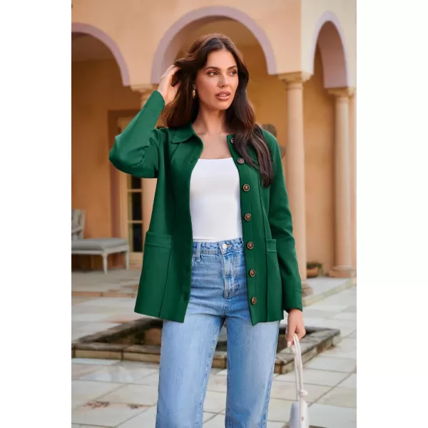GRACE KARIN Women Casual Cardigan Knit Button Down Shirts Long Sleeve Shacket Jacket with PocketsGreen