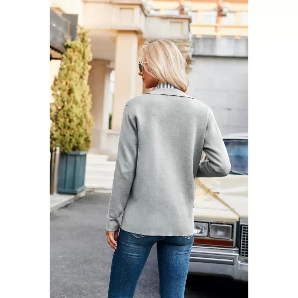 GRACE KARIN Women Casual Cardigan Knit Button Down Shirts Long Sleeve Shacket Jacket with PocketsGrey