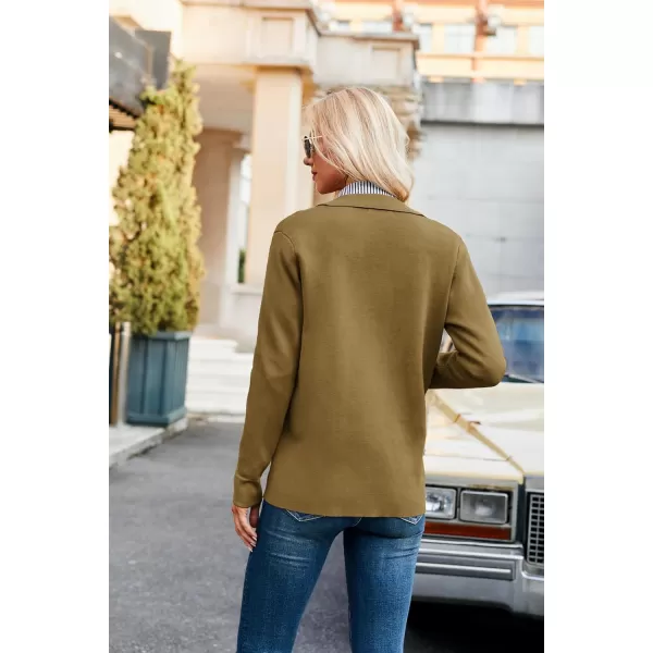 GRACE KARIN Women Casual Cardigan Knit Button Down Shirts Long Sleeve Shacket Jacket with PocketsOlive Green