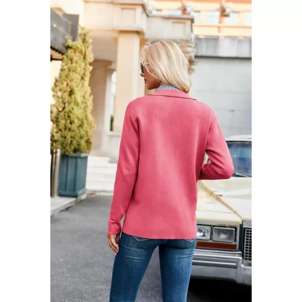 GRACE KARIN Women Casual Cardigan Knit Button Down Shirts Long Sleeve Shacket Jacket with PocketsPink