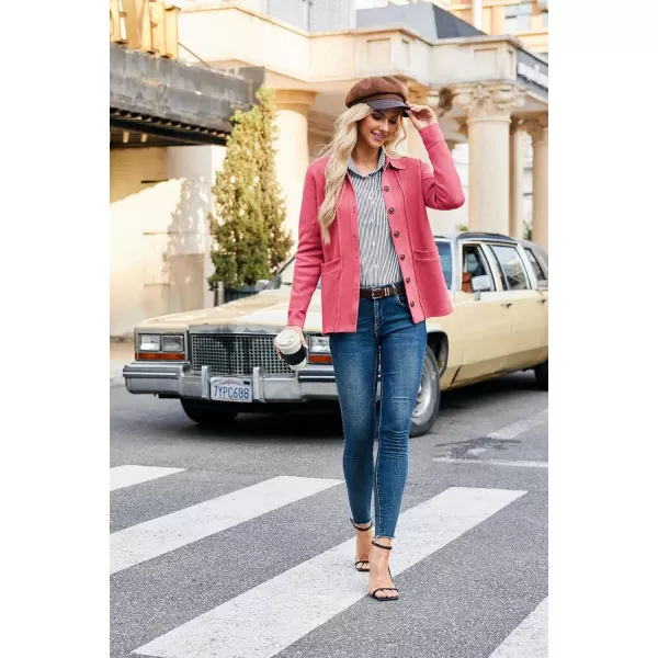 GRACE KARIN Women Casual Cardigan Knit Button Down Shirts Long Sleeve Shacket Jacket with PocketsPink