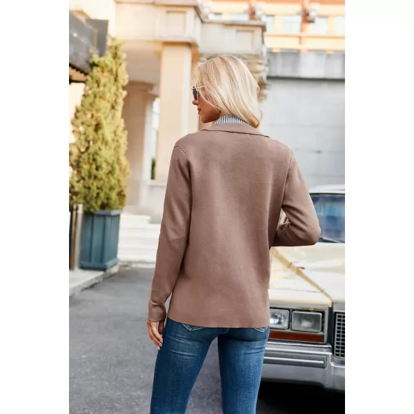 GRACE KARIN Women Casual Cardigan Knit Button Down Shirts Long Sleeve Shacket Jacket with PocketsReddish Brown