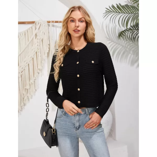 GRACE KARIN Womens Cardigans 2024 Open Front Button Down Knit Sweater Lightweight Lady Jackets Fall OutfitsBlack
