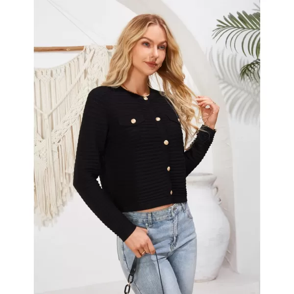 GRACE KARIN Womens Cardigans 2024 Open Front Button Down Knit Sweater Lightweight Lady Jackets Fall OutfitsBlack