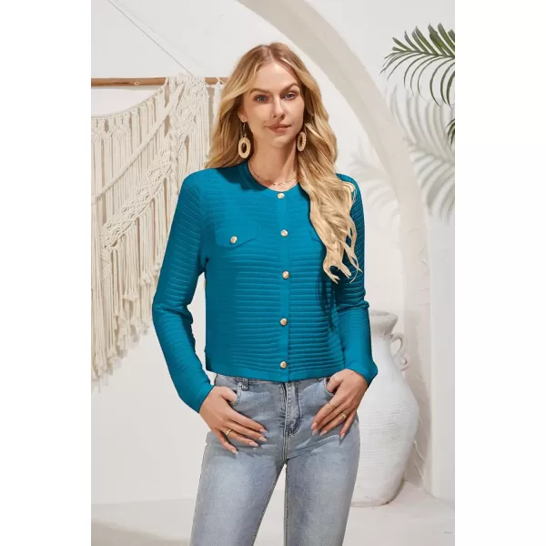 GRACE KARIN Womens Cardigans 2024 Open Front Button Down Knit Sweater Lightweight Lady Jackets Fall OutfitsBlue Green