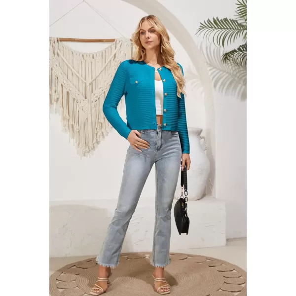 GRACE KARIN Womens Cardigans 2024 Open Front Button Down Knit Sweater Lightweight Lady Jackets Fall OutfitsBlue Green