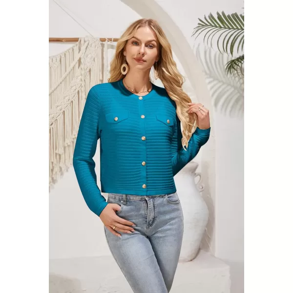 GRACE KARIN Womens Cardigans 2024 Open Front Button Down Knit Sweater Lightweight Lady Jackets Fall OutfitsBlue Green