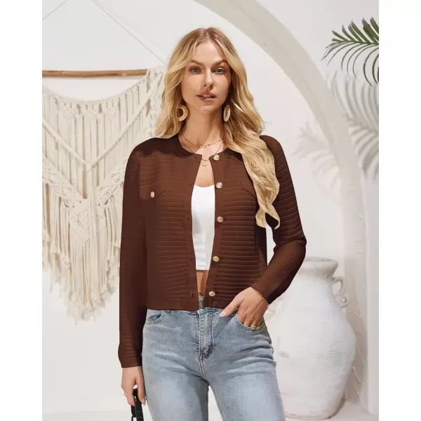 GRACE KARIN Womens Cardigans 2024 Open Front Button Down Knit Sweater Lightweight Lady Jackets Fall OutfitsCoffee