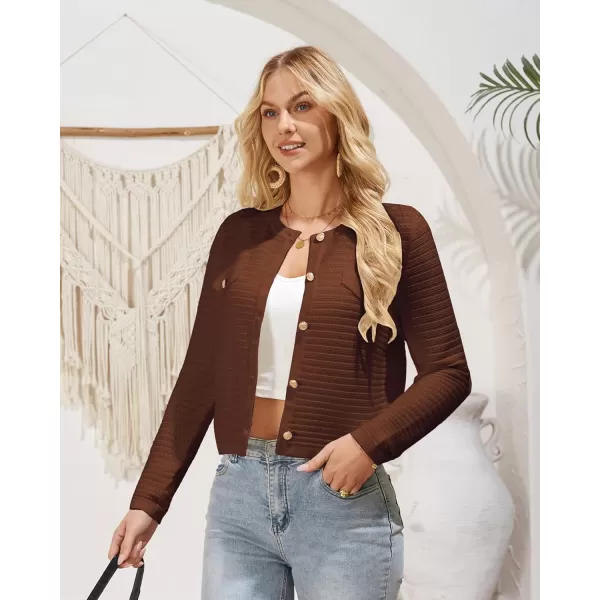 GRACE KARIN Womens Cardigans 2024 Open Front Button Down Knit Sweater Lightweight Lady Jackets Fall OutfitsCoffee
