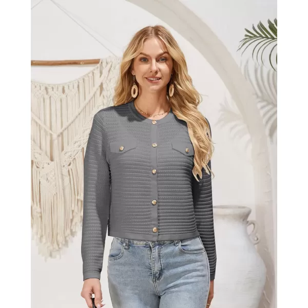 GRACE KARIN Womens Cardigans 2024 Open Front Button Down Knit Sweater Lightweight Lady Jackets Fall OutfitsGrey
