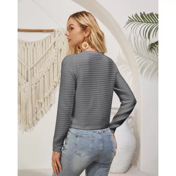 GRACE KARIN Womens Cardigans 2024 Open Front Button Down Knit Sweater Lightweight Lady Jackets Fall OutfitsGrey