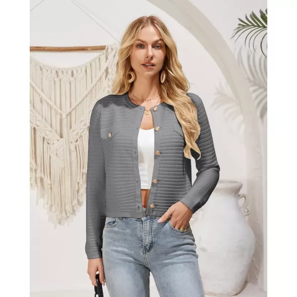GRACE KARIN Womens Cardigans 2024 Open Front Button Down Knit Sweater Lightweight Lady Jackets Fall OutfitsGrey