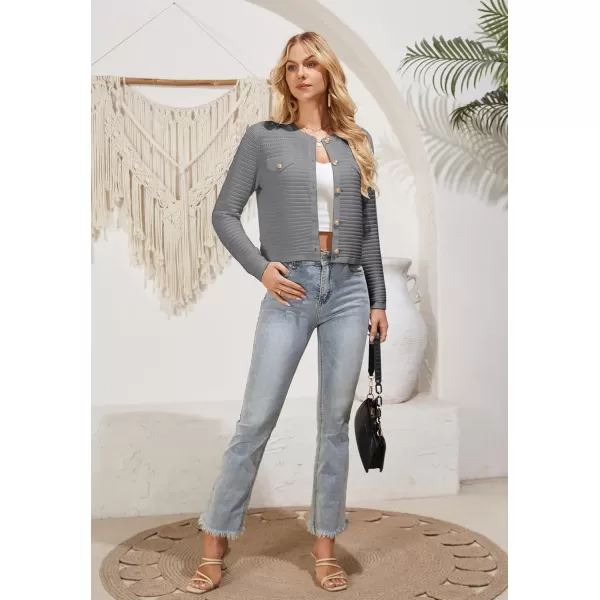 GRACE KARIN Womens Cardigans 2024 Open Front Button Down Knit Sweater Lightweight Lady Jackets Fall OutfitsGrey