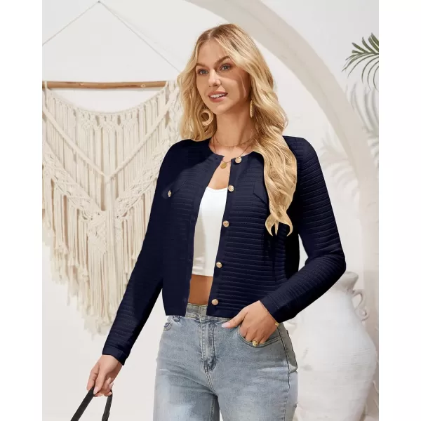 GRACE KARIN Womens Cardigans 2024 Open Front Button Down Knit Sweater Lightweight Lady Jackets Fall OutfitsNavy Blue