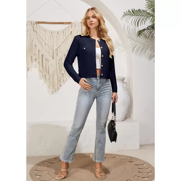 GRACE KARIN Womens Cardigans 2024 Open Front Button Down Knit Sweater Lightweight Lady Jackets Fall OutfitsNavy Blue