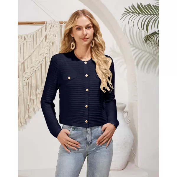 GRACE KARIN Womens Cardigans 2024 Open Front Button Down Knit Sweater Lightweight Lady Jackets Fall OutfitsNavy Blue