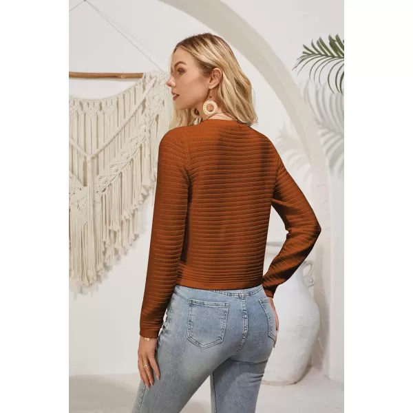 GRACE KARIN Womens Cardigans 2024 Open Front Button Down Knit Sweater Lightweight Lady Jackets Fall OutfitsOrange Brown
