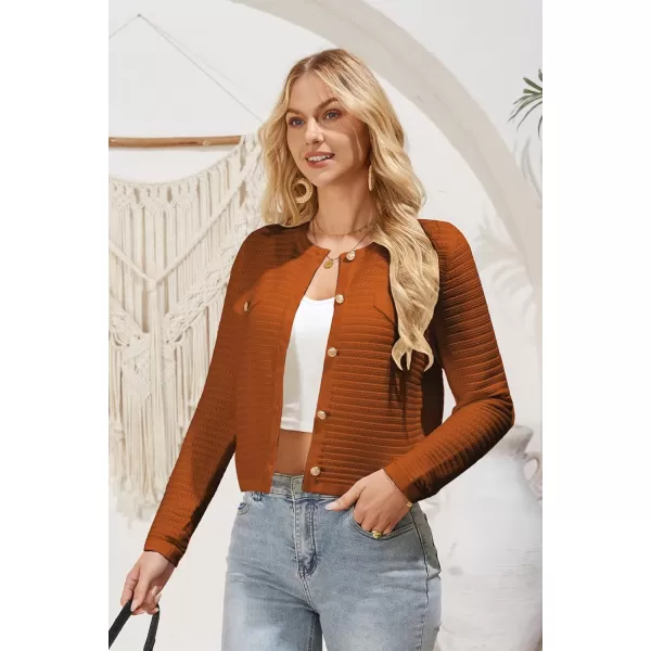GRACE KARIN Womens Cardigans 2024 Open Front Button Down Knit Sweater Lightweight Lady Jackets Fall OutfitsOrange Brown