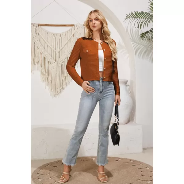 GRACE KARIN Womens Cardigans 2024 Open Front Button Down Knit Sweater Lightweight Lady Jackets Fall OutfitsOrange Brown