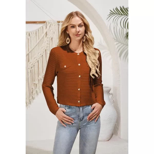 GRACE KARIN Womens Cardigans 2024 Open Front Button Down Knit Sweater Lightweight Lady Jackets Fall OutfitsOrange Brown