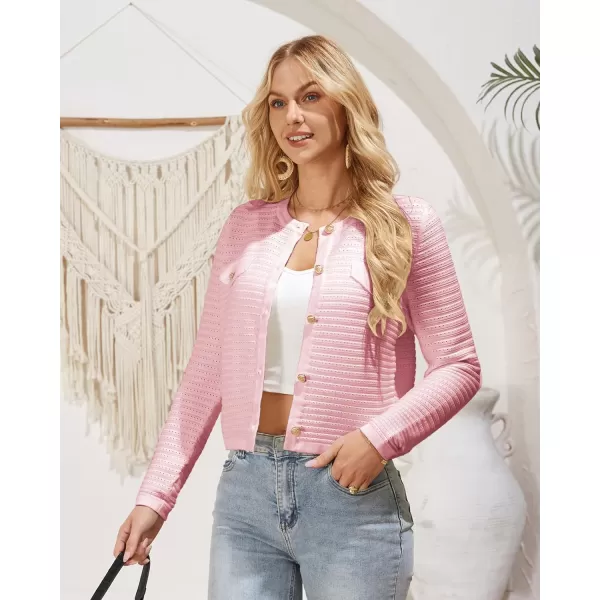GRACE KARIN Womens Cardigans 2024 Open Front Button Down Knit Sweater Lightweight Lady Jackets Fall OutfitsPink