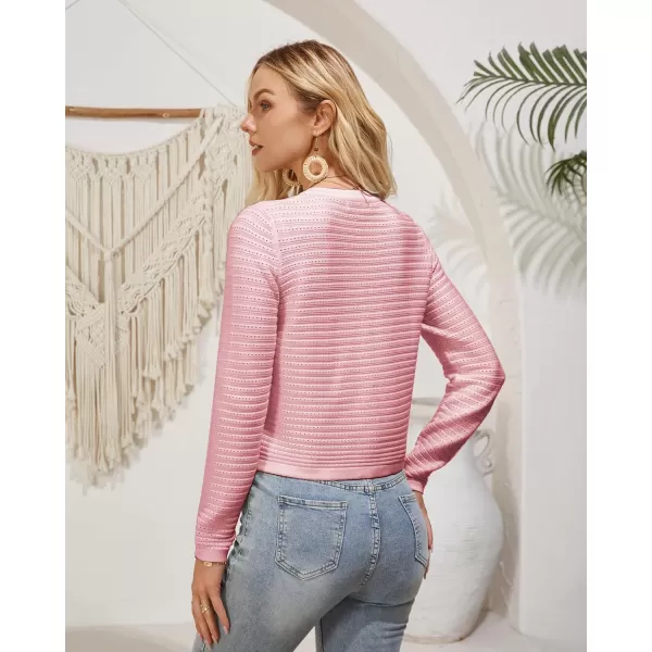 GRACE KARIN Womens Cardigans 2024 Open Front Button Down Knit Sweater Lightweight Lady Jackets Fall OutfitsPink