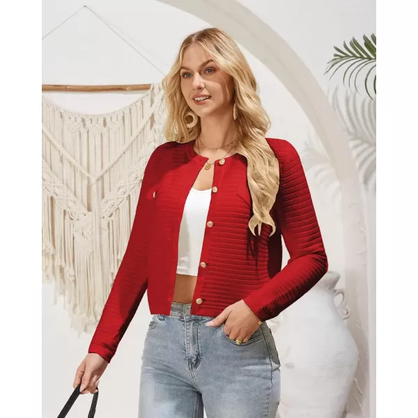 GRACE KARIN Womens Cardigans 2024 Open Front Button Down Knit Sweater Lightweight Lady Jackets Fall OutfitsRed